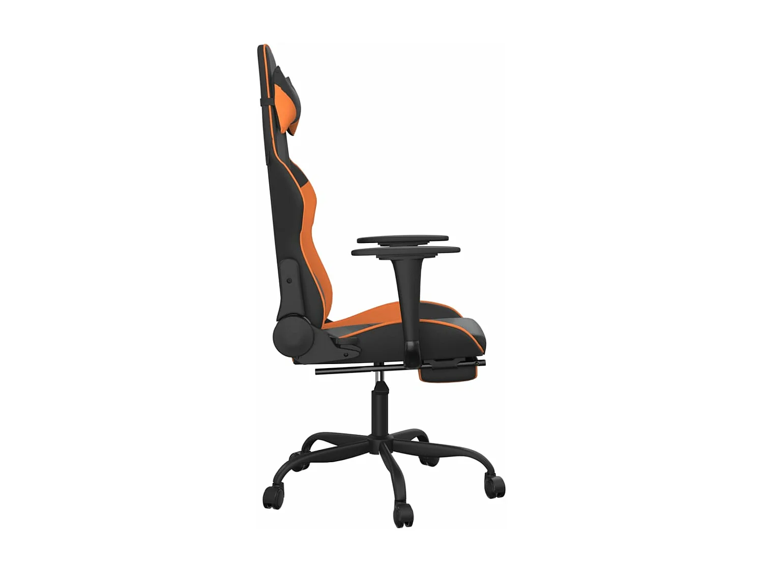 Chaise de jeu avec repose-pied Noir et orange Similicuir