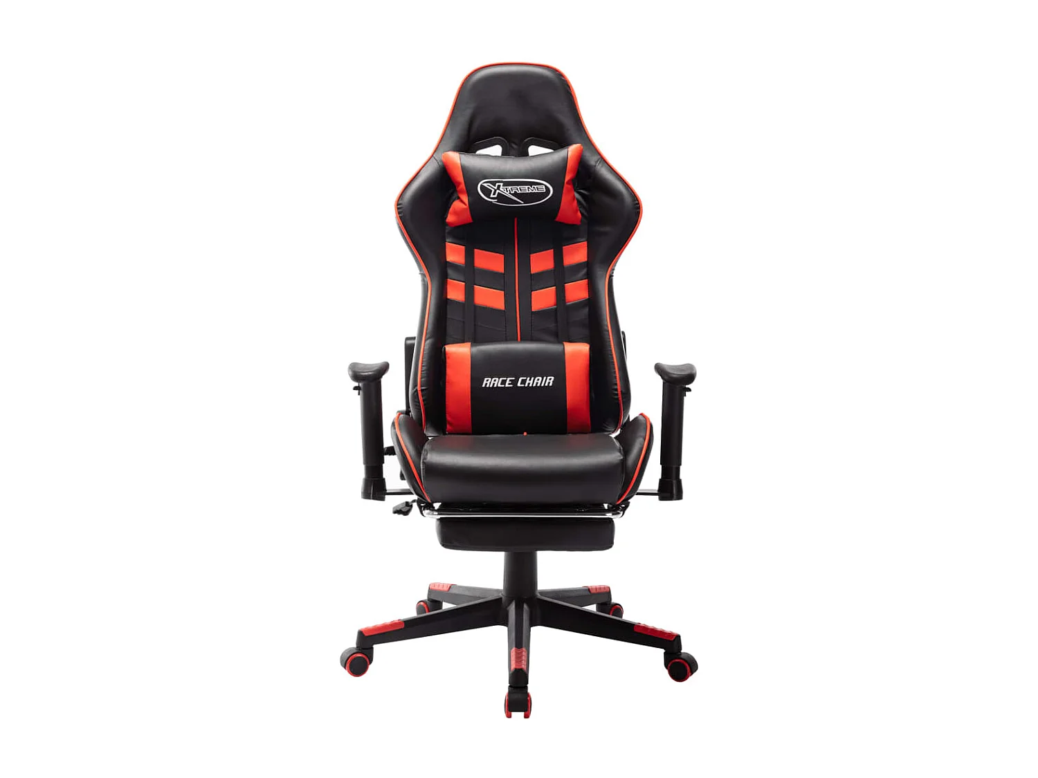 Silla gaming con reposapiés Negro y rojo Cuero artificial