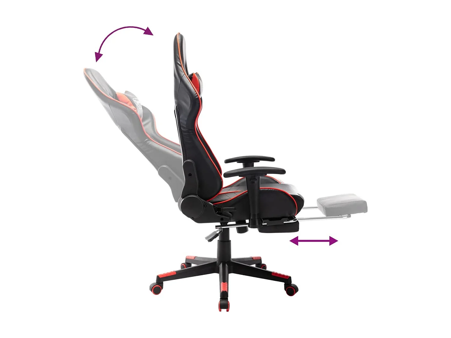 Silla gaming con reposapiés Negro y rojo Cuero artificial