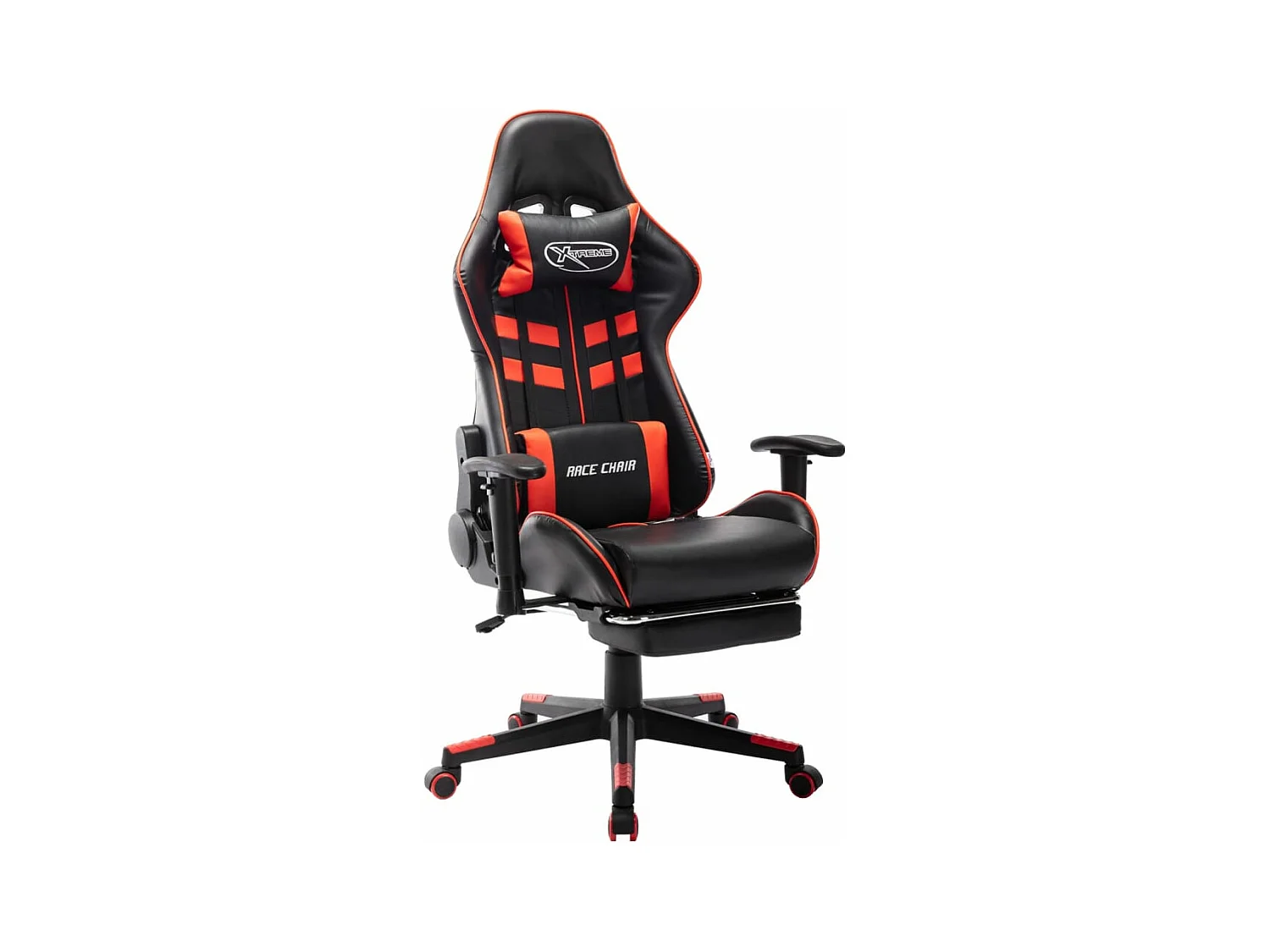 Chaise de jeu avec repose-pied Noir et rouge Cuir artificiel