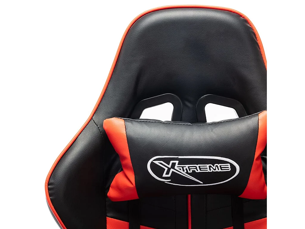 Cadeira de jogos com apoio para os pés Couro artificial preto e vermelho