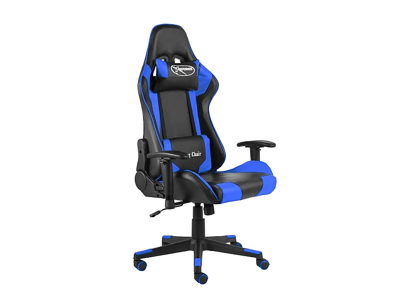Drehbarer Gaming-Stuhl aus blauem PVC