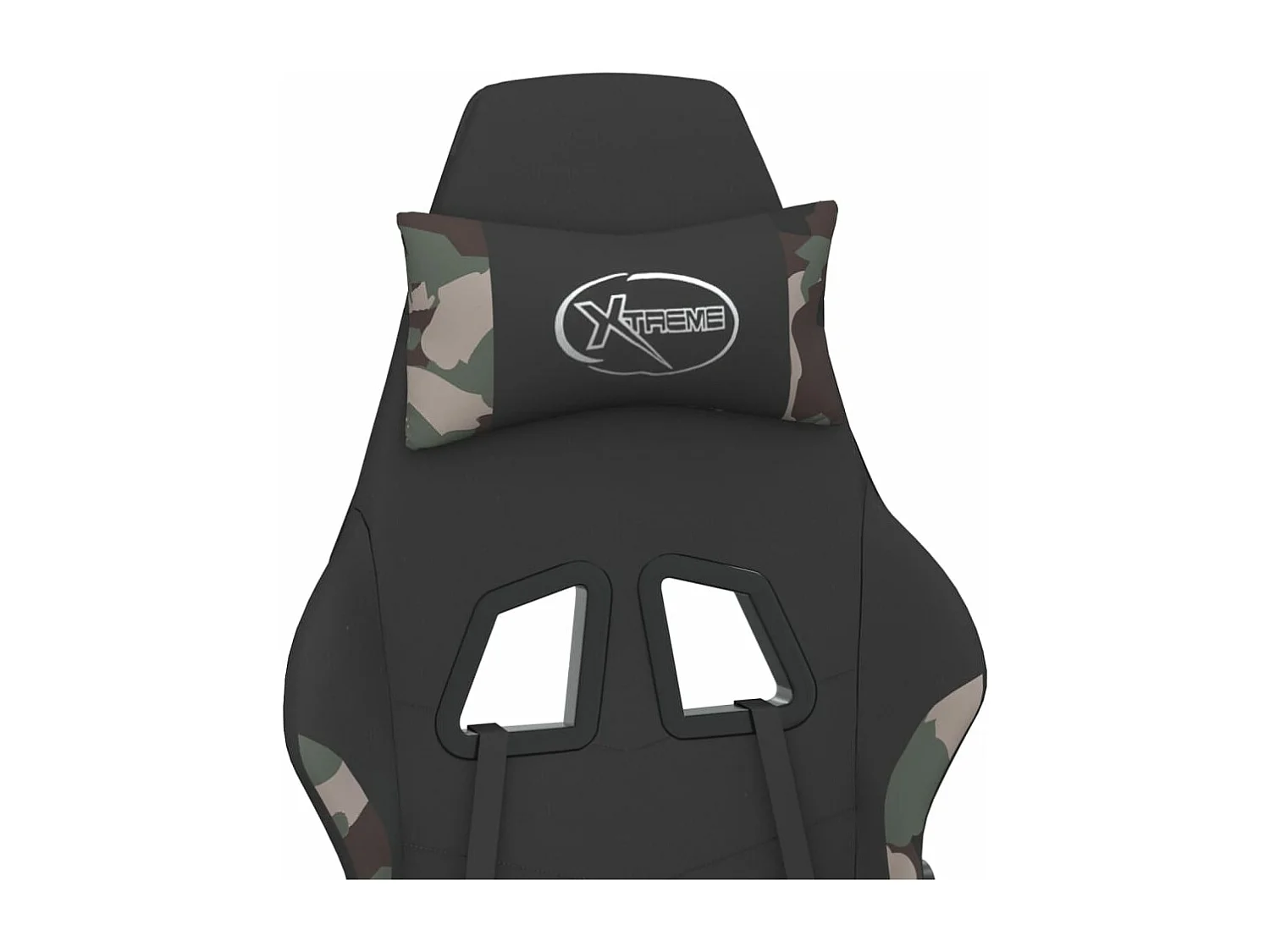 Cadeira de jogos para massagem com apoio para os pés em tecido preto e camuflado