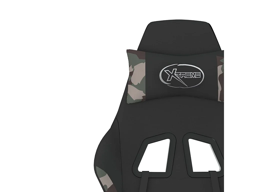 Cadeira de jogos para massagem com apoio para os pés em tecido preto e camuflado