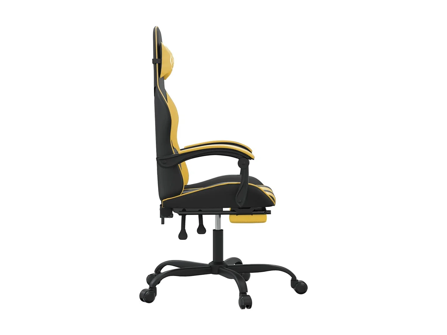 Chaise de jeu avec repose-pied Noir et doré Similicuir