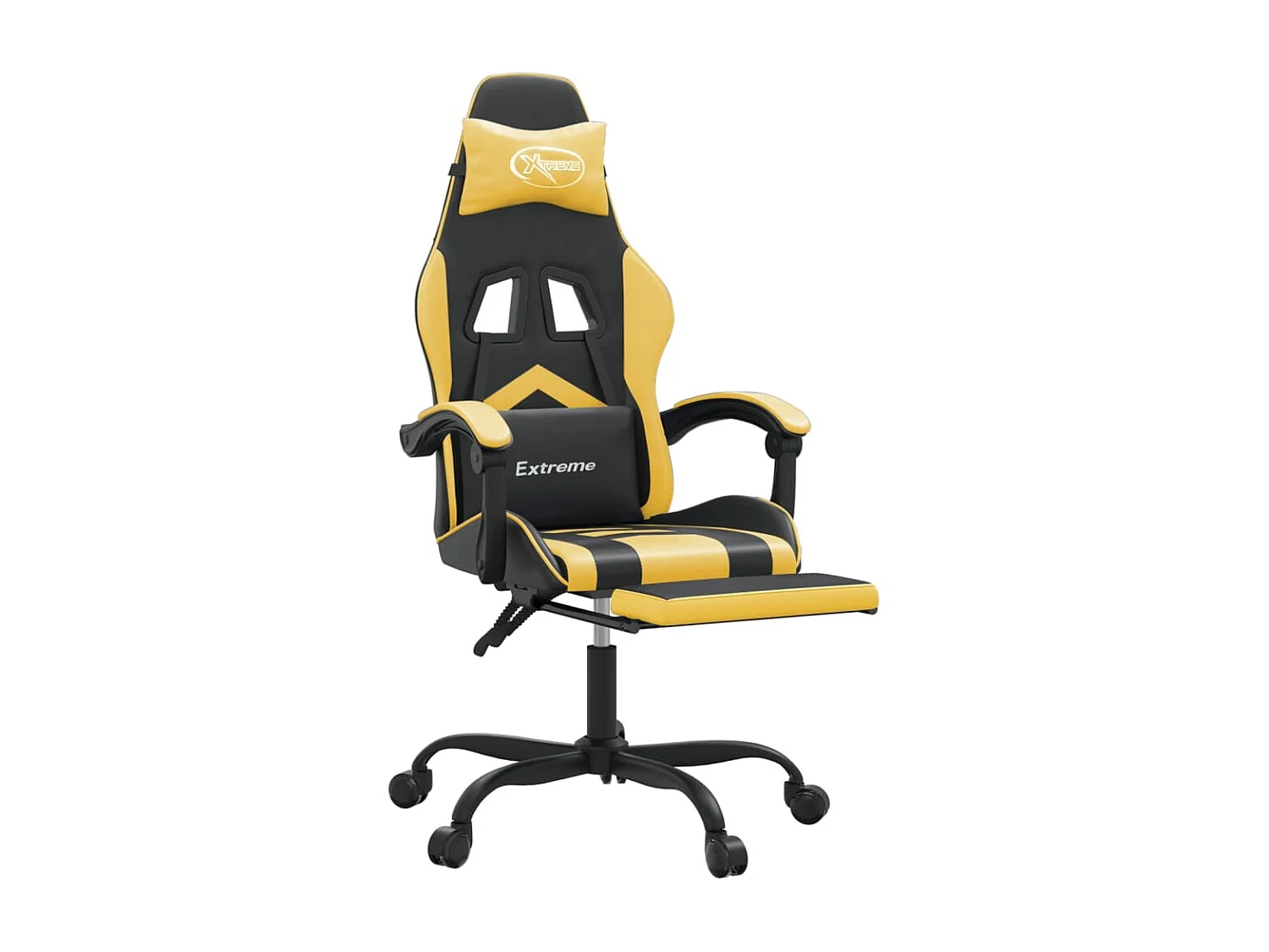 Chaise de jeu avec repose-pied Noir et doré Similicuir