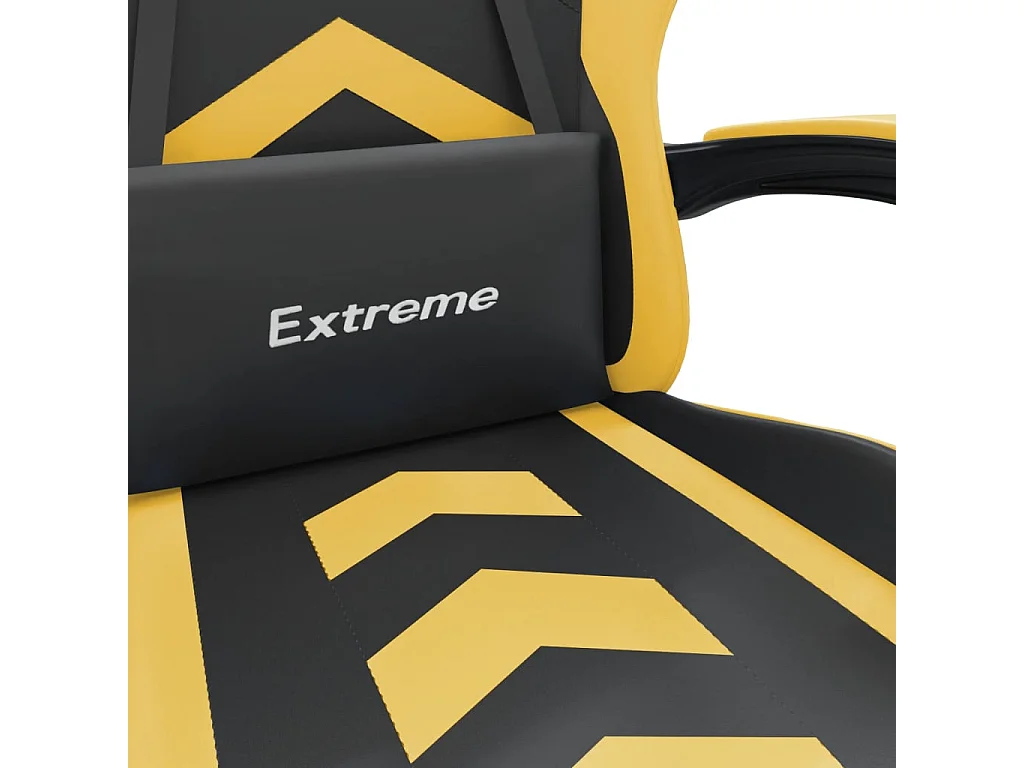 Chaise de jeu avec repose-pied Noir et doré Similicuir