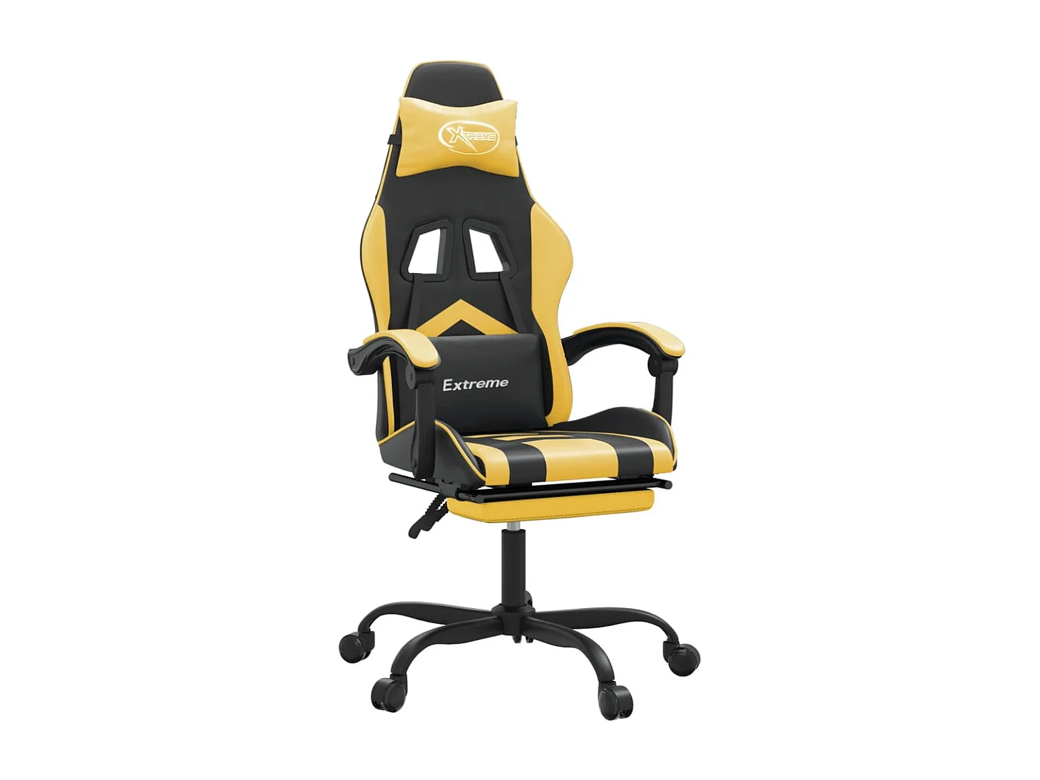 Chaise de jeu avec repose-pied Noir et doré Similicuir