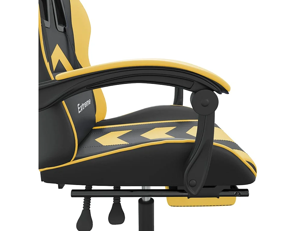 Chaise de jeu avec repose-pied Noir et doré Similicuir