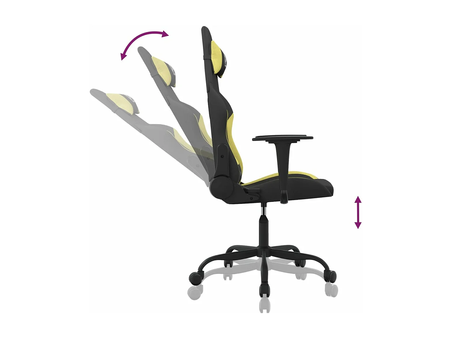 Chaise de jeu de massage Noir et vert clair Tissu