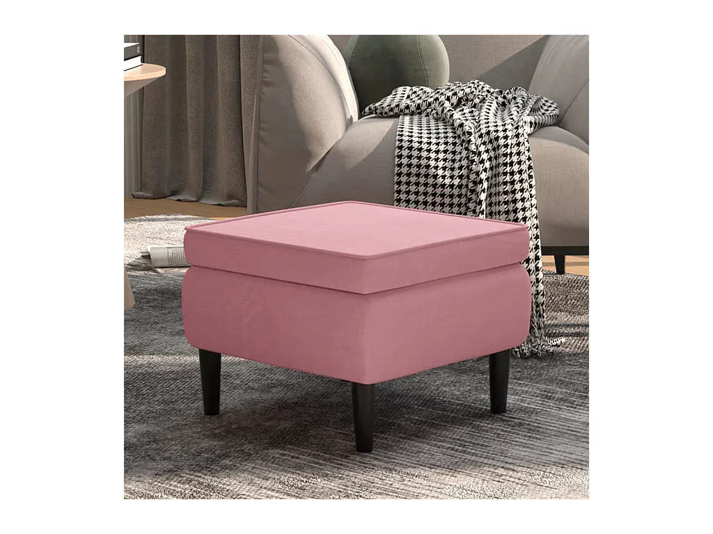 Tabouret avec pieds en bois Rose Velours