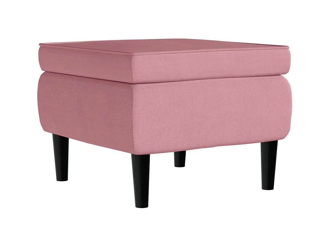 Sgabello con gambe in legno Velluto Rosa