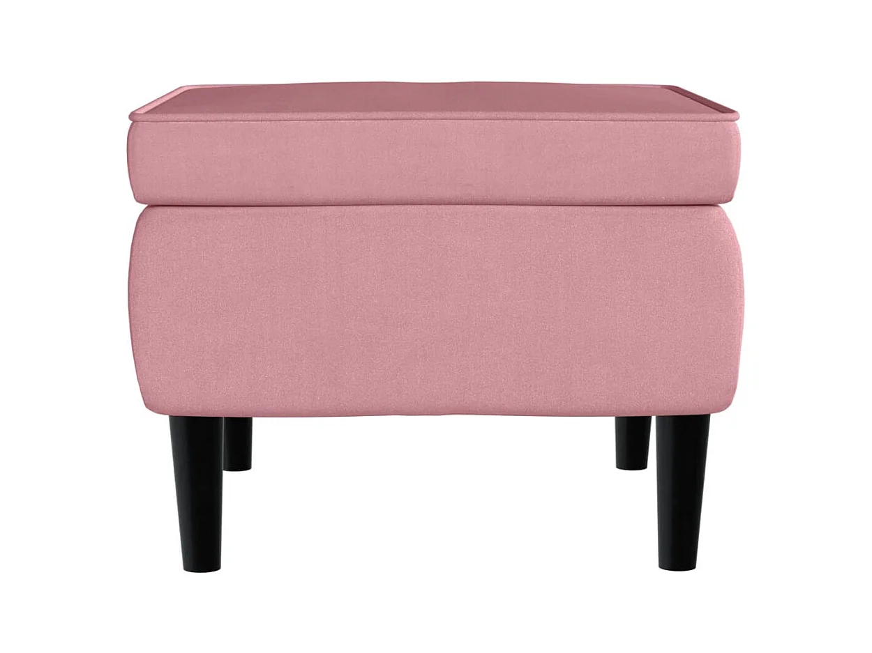 Sgabello con gambe in legno Velluto Rosa