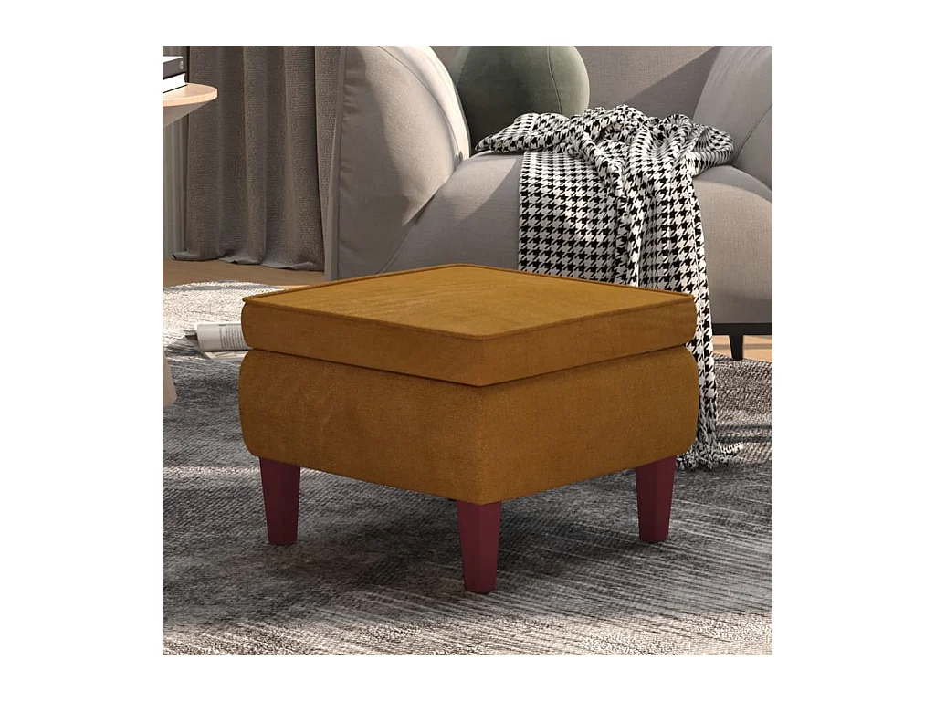 Tabouret avec pieds en bois Marron Velours