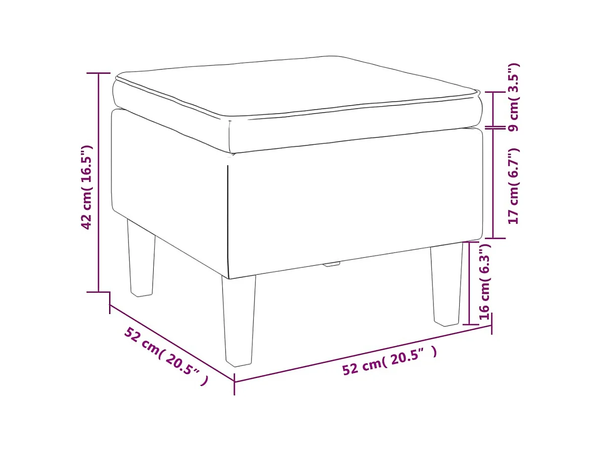 Hocker mit Holzbeinen. Dunkelgrüner Samt