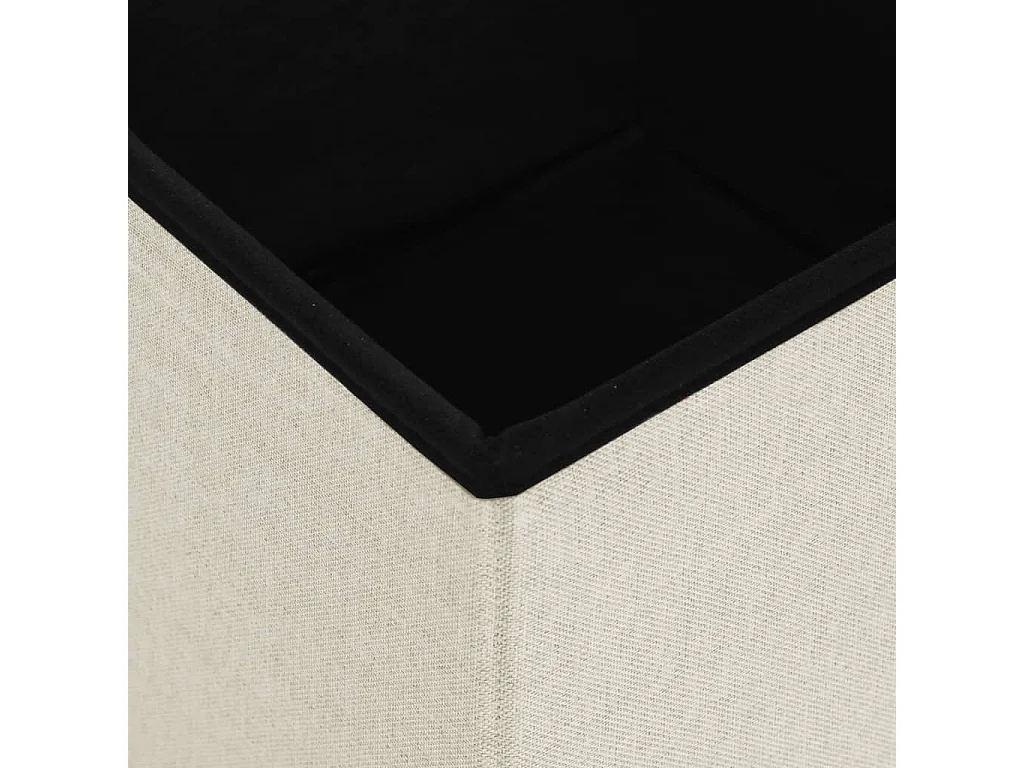 Tabourets de rangement pliables lot de 2 blanc crème Faux lin