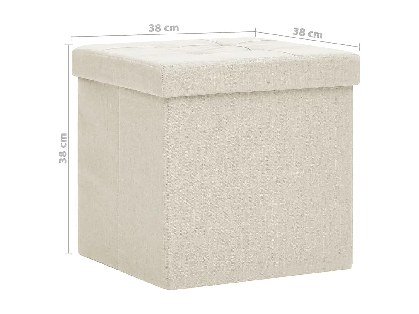 Tabourets de rangement pliables lot de 2 blanc crème Faux lin