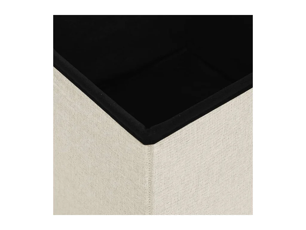 Tabourets de rangement pliables lot de 2 blanc crème Faux lin