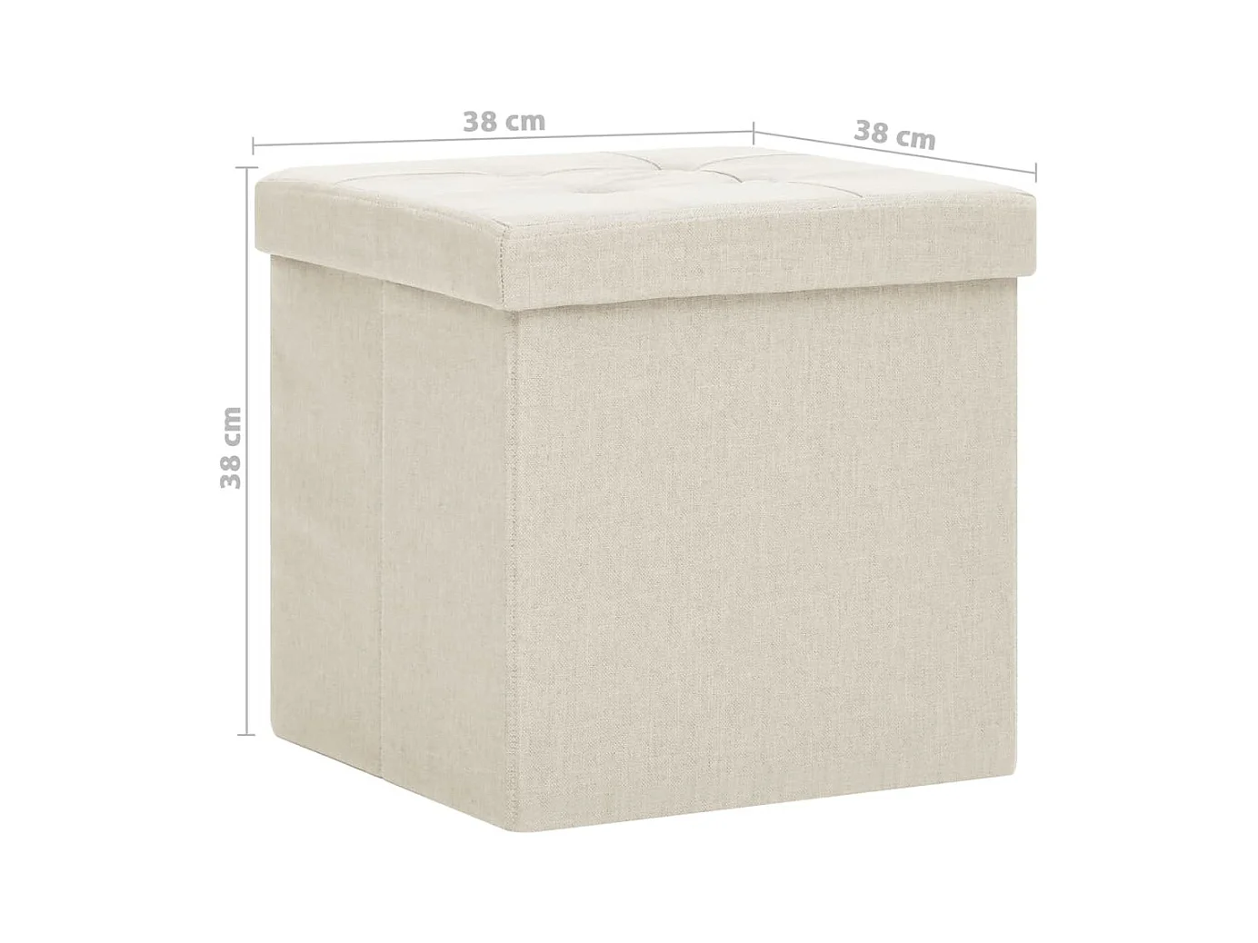 Tabourets de rangement pliables lot de 2 blanc crème Faux lin