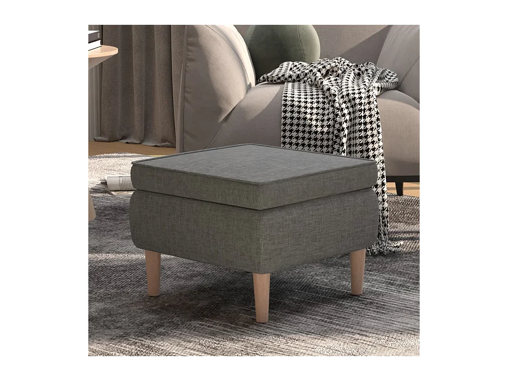 Tabouret avec pieds en bois Gris clair Tissu