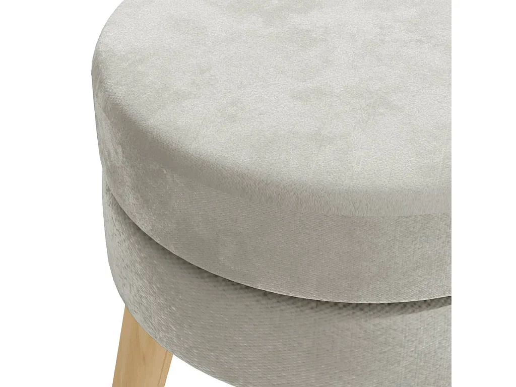 Runder Hocker aus hellgrauem Samt