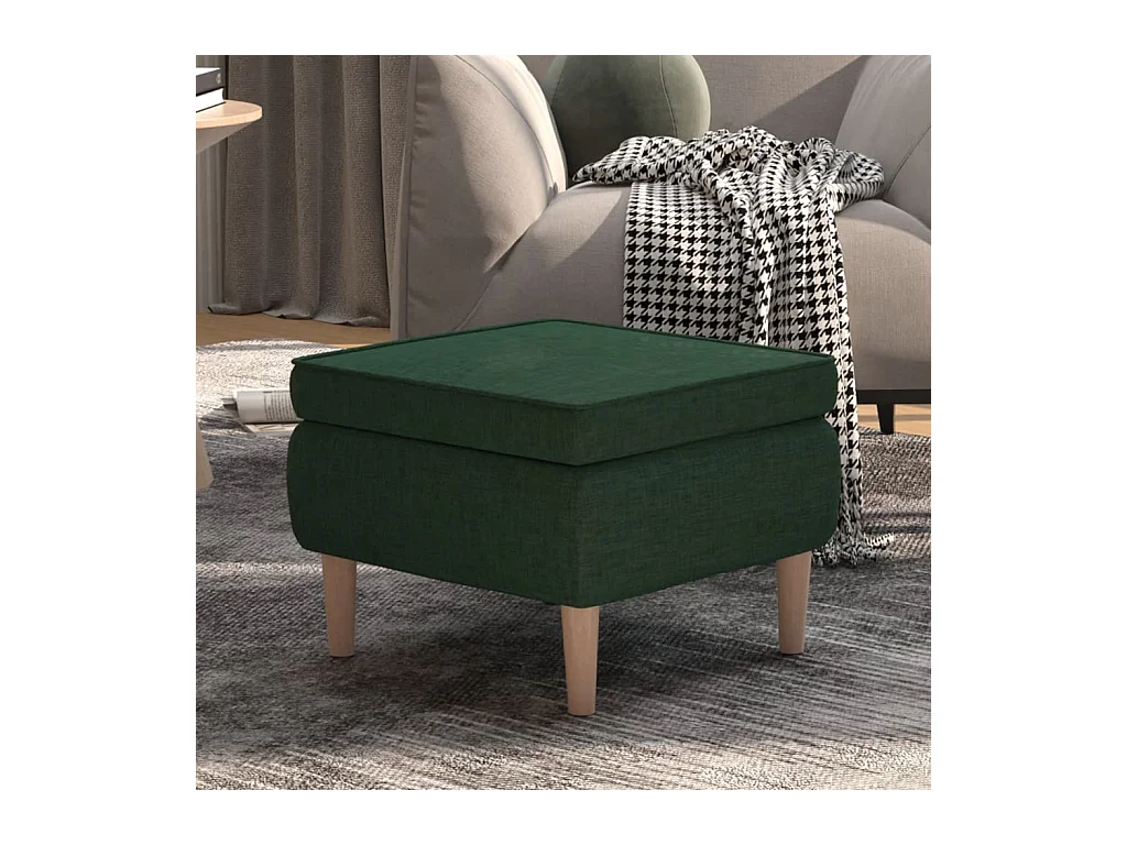 Kruk met houten poten Donkergroene stof