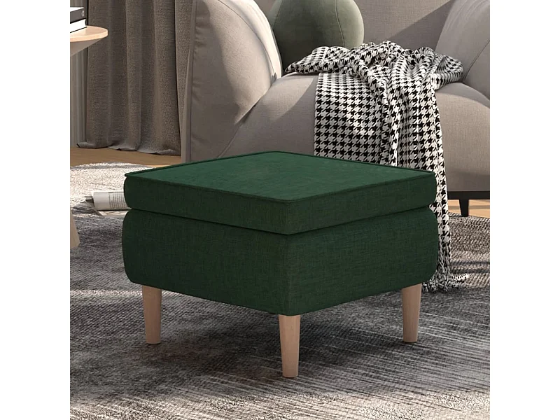 Sgabello con gambe in legno Tessuto Verde scuro