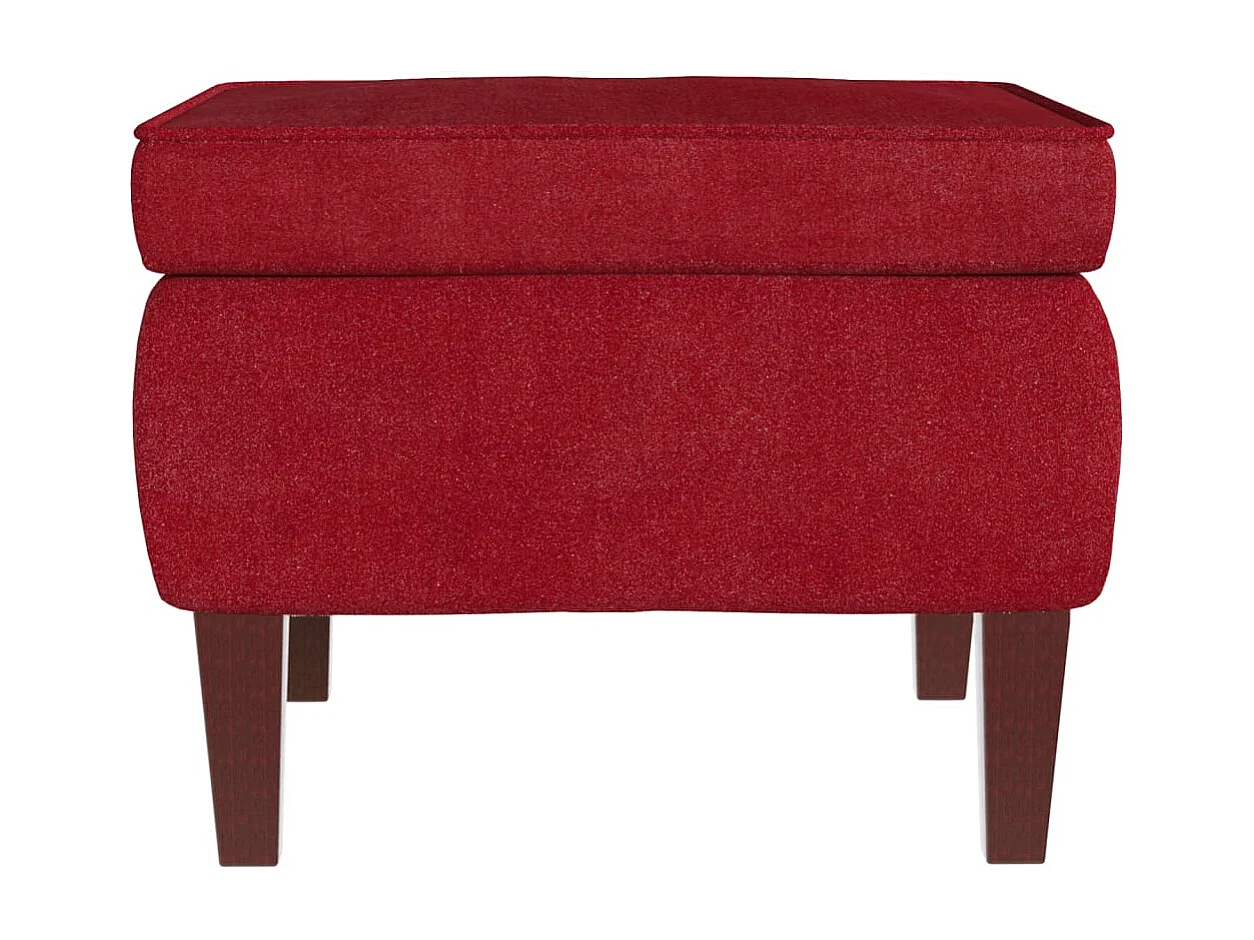 Tabouret avec pieds en bois Rouge bordeaux Velours