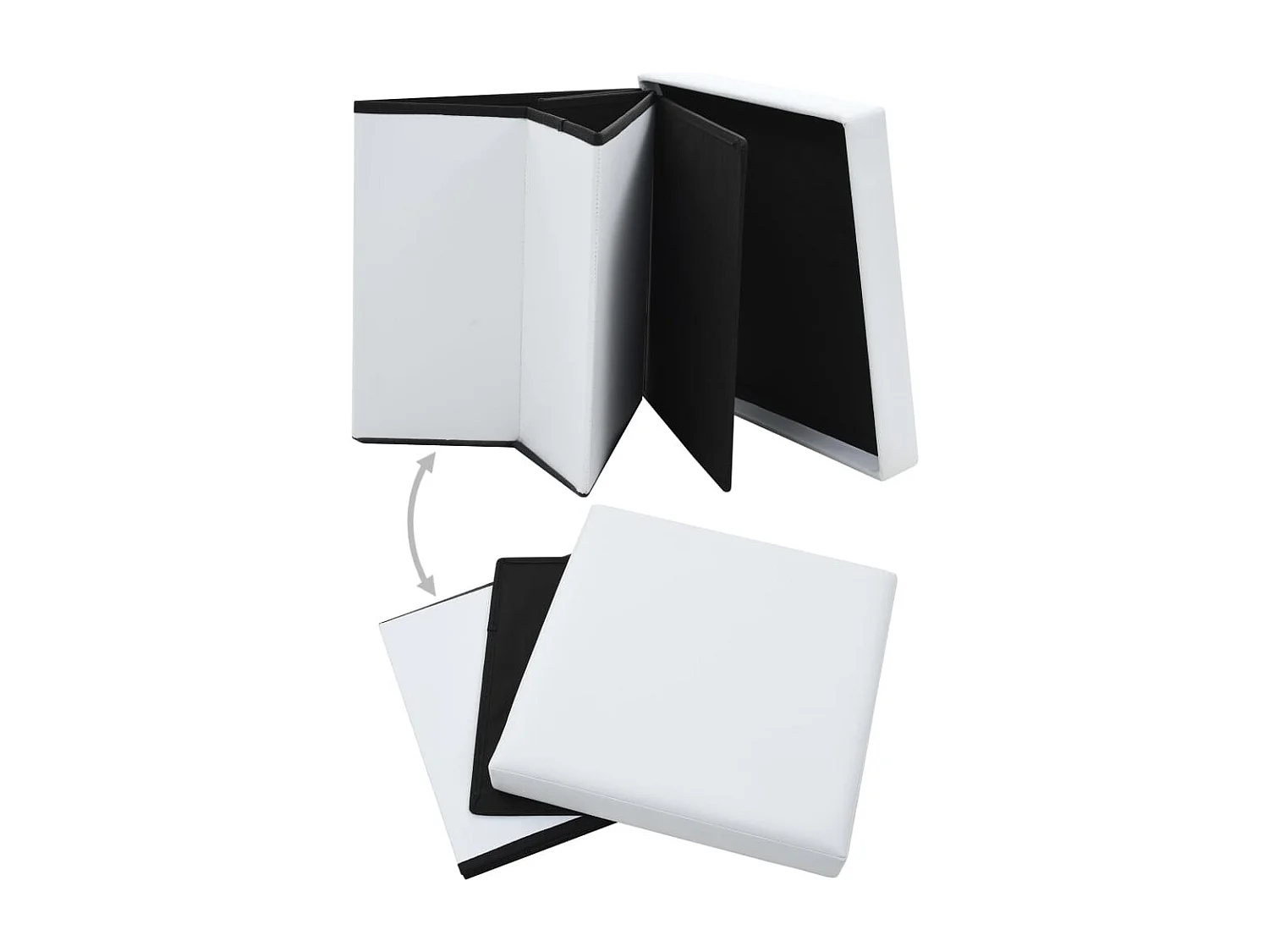 Tabouret de rangement pliable Blanc Similicuir