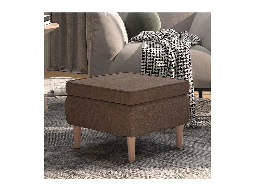 Tabouret avec pieds en bois Taupe Tissu