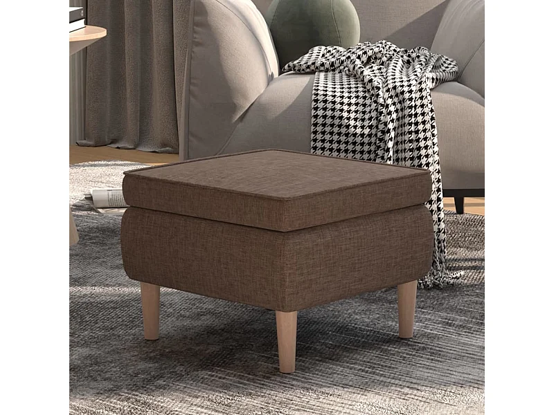 Taburete con patas de madera Tela Taupe