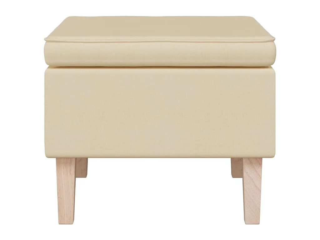 Tabouret avec pieds en bois Crème Tissu