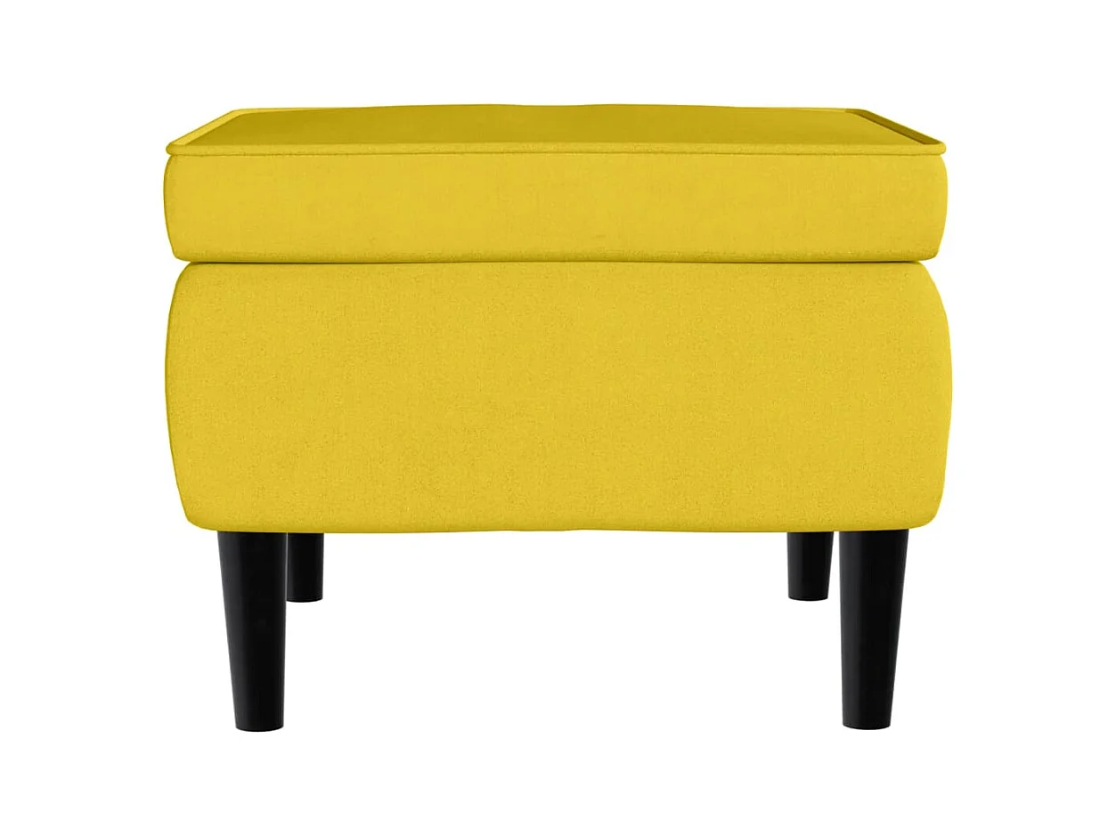 Sgabello con gambe in legno Velluto Giallo