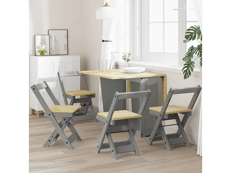 Conjunto de 4 cadeiras de jantar dobráveis em madeira maciça de pinho Corona