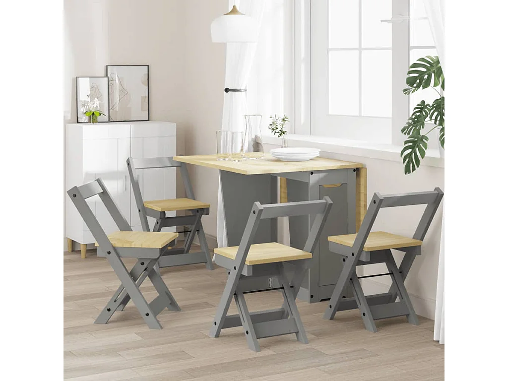 Set di 4 sedie da pranzo pieghevoli Corona in legno massello di pino