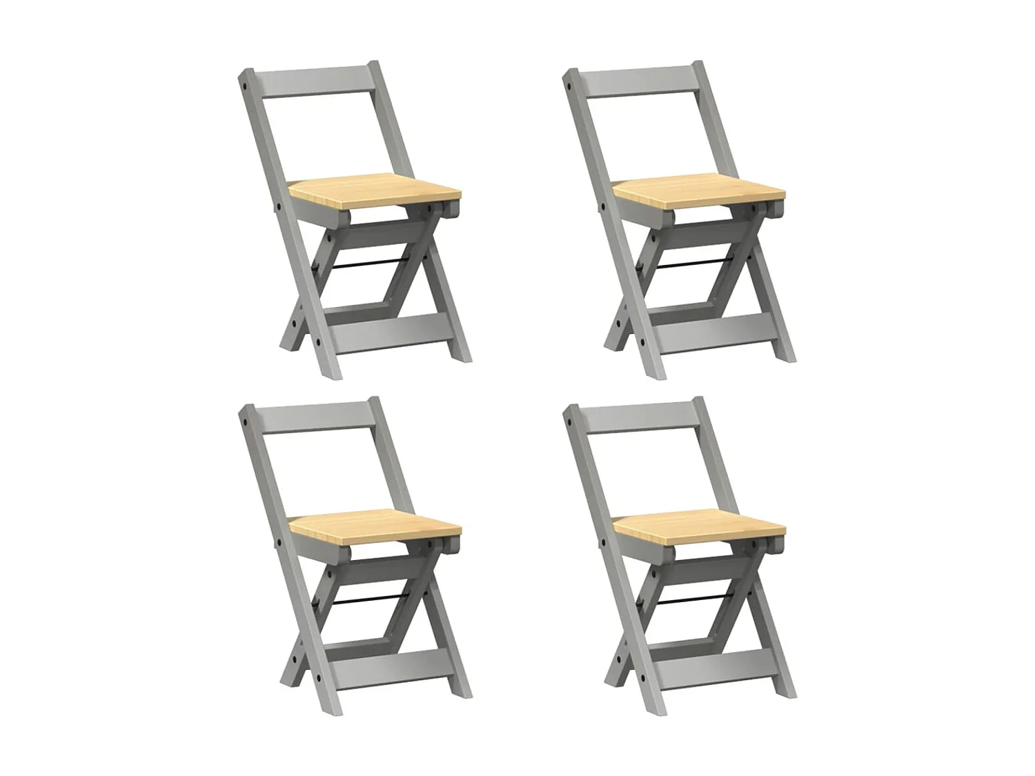 Set di 4 sedie da pranzo pieghevoli Corona in legno massello di pino