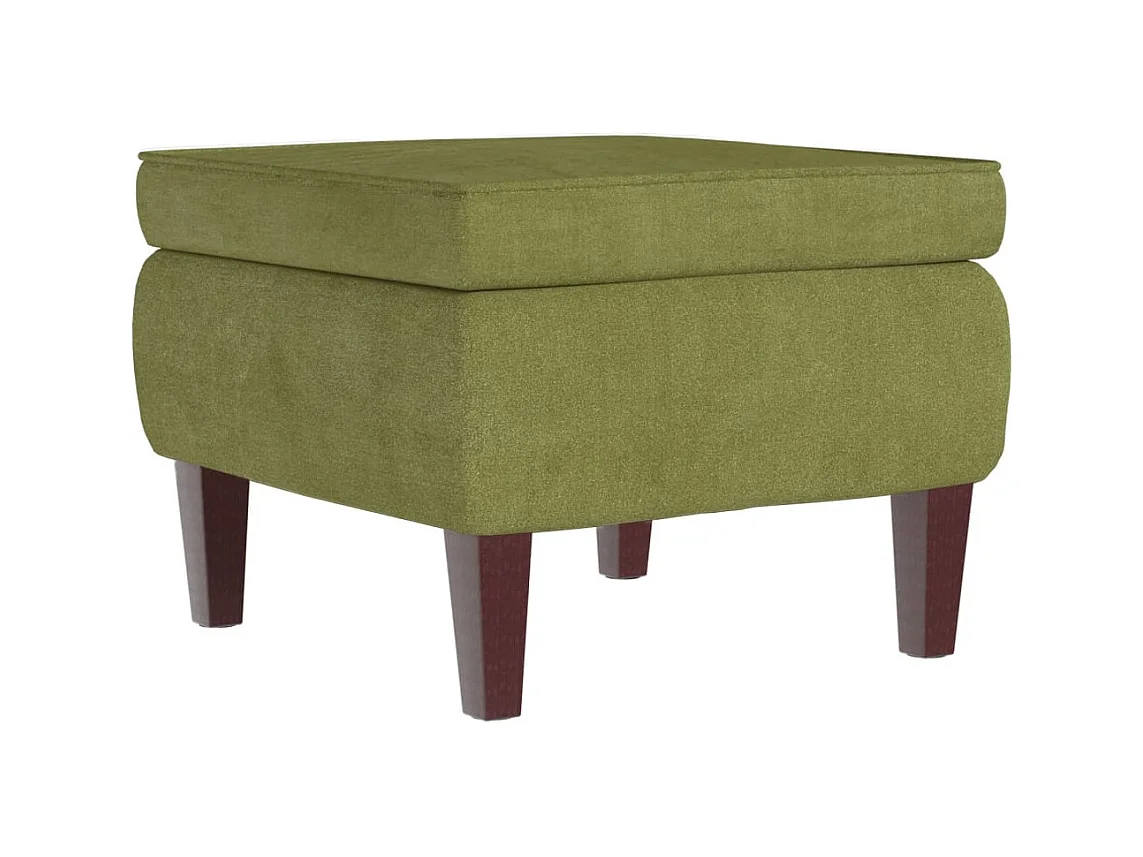 Hocker mit Holzbeinen. Hellgrüner Samt