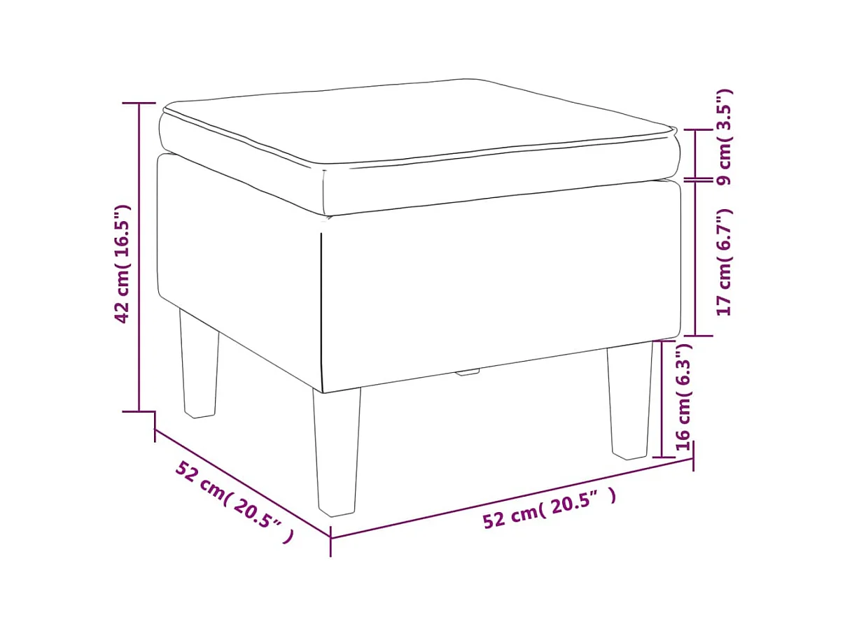 Hocker mit Holzbeinen. Hellgrüner Samt