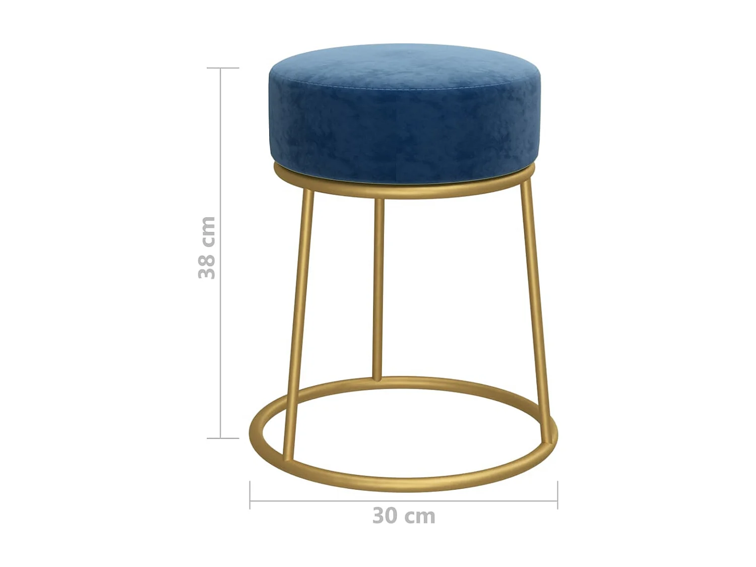 Tabouret rond Bleu Velours