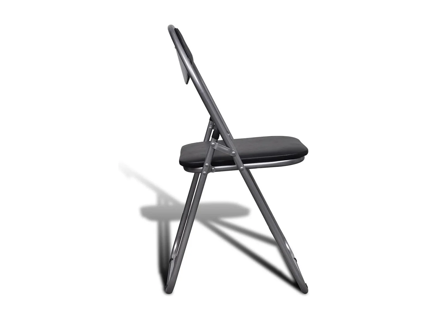 Juego de 6 sillas de comedor plegables en piel sintética y acero negro.