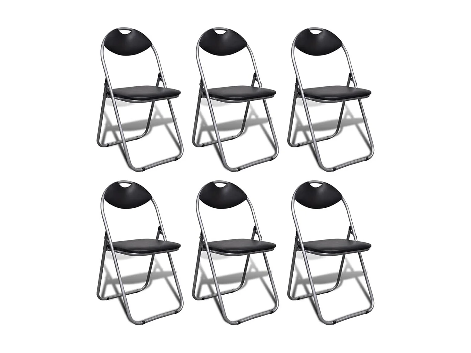 Chaises à manger pliables lot de 6 noir similicuir et acier