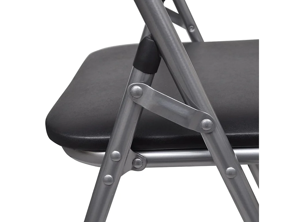 Chaises à manger pliables lot de 6 noir similicuir et acier