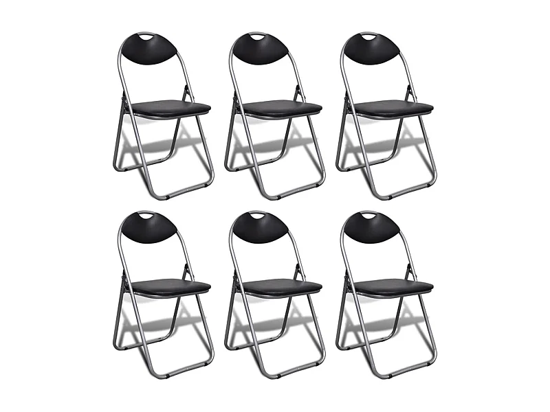 Chaises à manger pliables lot de 6 noir similicuir et acier