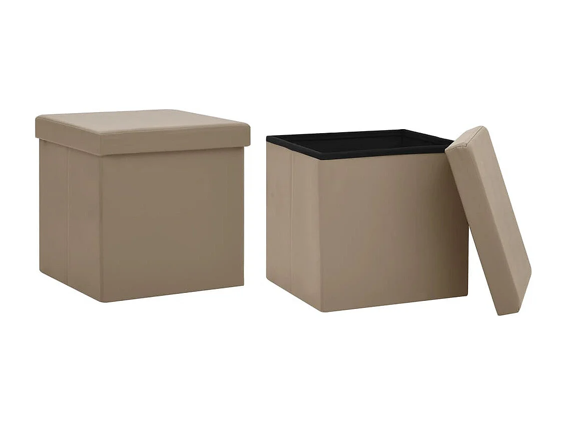 Tabourets de rangement pliables lot de 2 cappuccino PVC