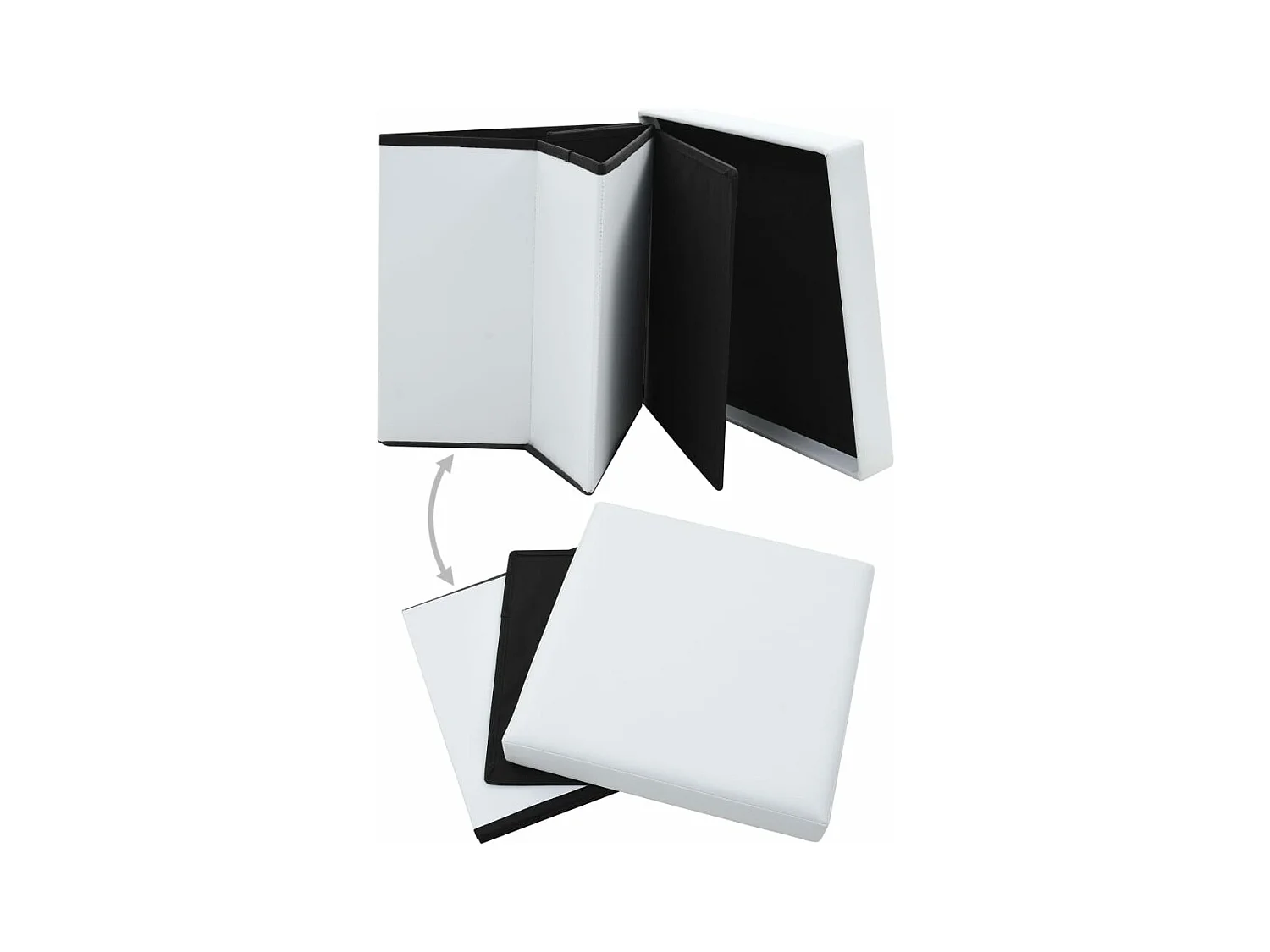 Tabourets de rangement pliables lot de 2 blanc similicuir