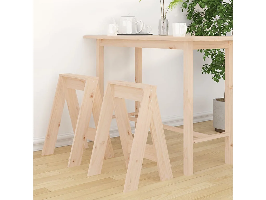 Conjunto de 2 bancos em madeira maciça de pinho 40x40x60 cm