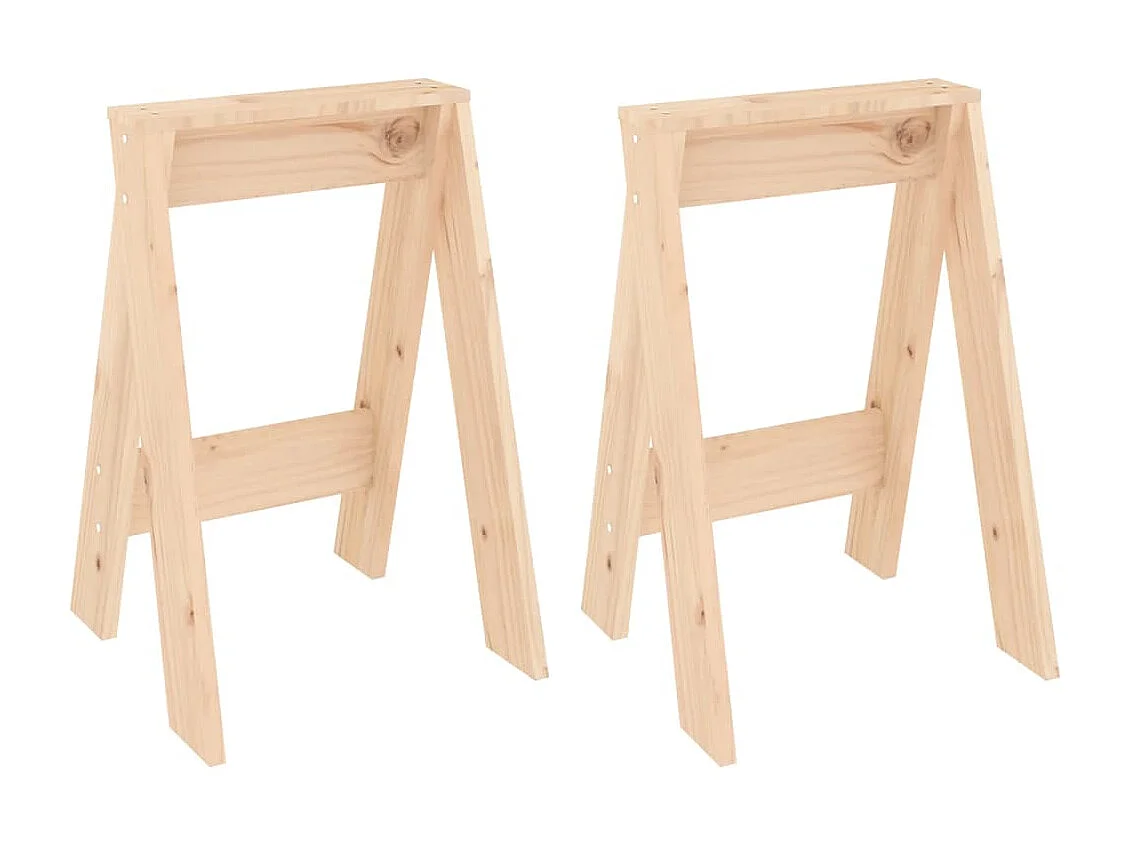 Conjunto de 2 bancos em madeira maciça de pinho 40x40x60 cm