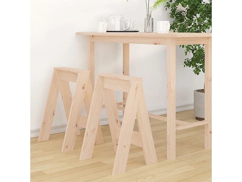 Conjunto de 2 bancos em madeira maciça de pinho 40x40x60 cm