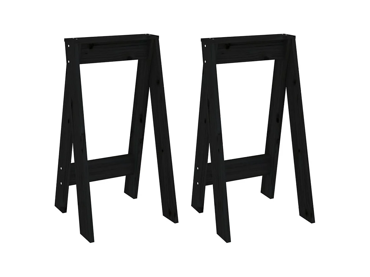 Tabourets lot de 2 noir 40x40x75 cm bois massif de pin