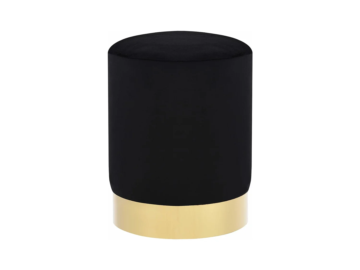 Hocker aus schwarzem und goldenem Samt